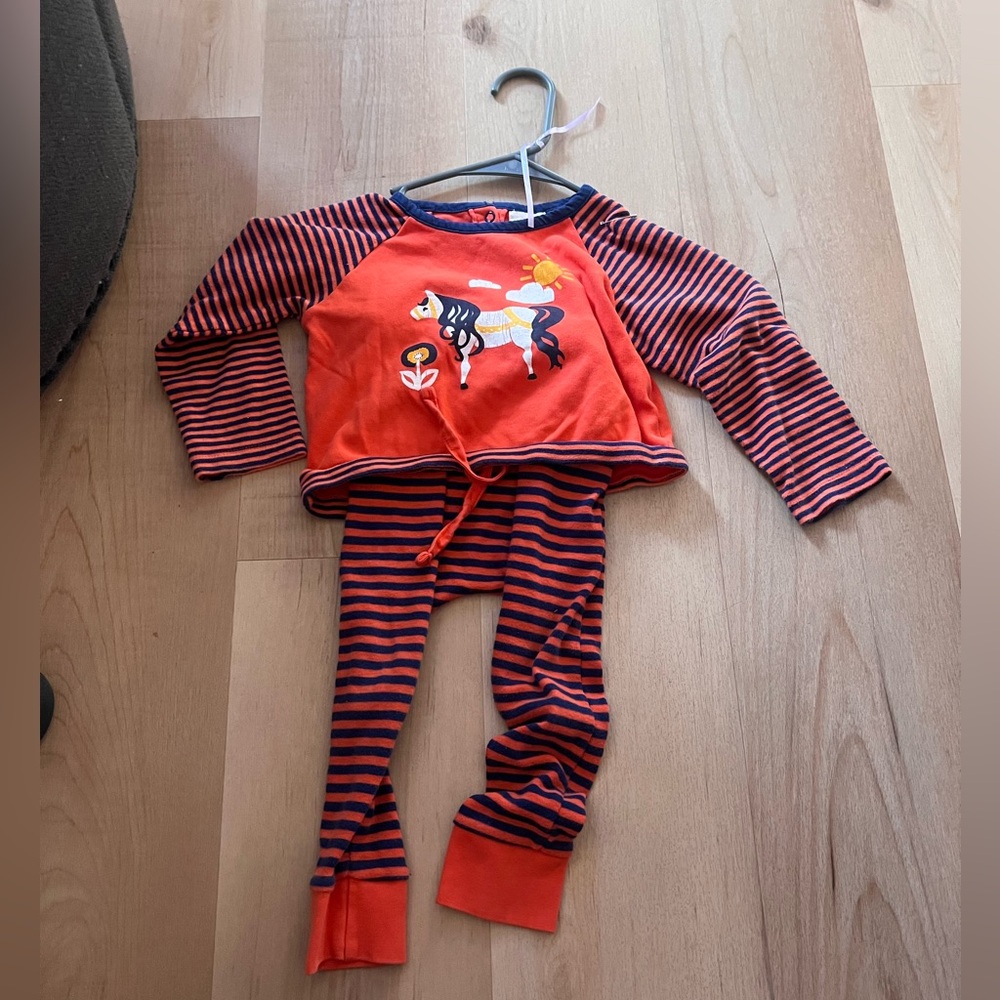 Vibrant Orange and Navy Kids Pajama Set